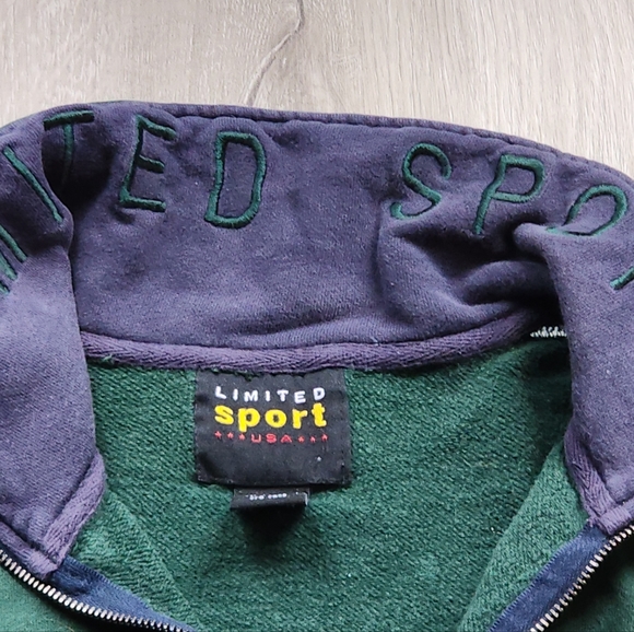 Men's VTG Limited Sport Quarter Zip Sweatshirt XL green / blue - Picture 4 of 5